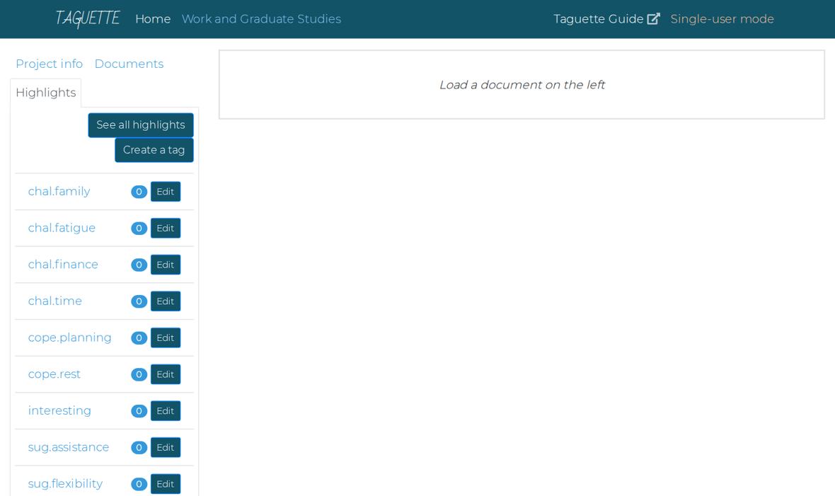 After creating all tags. They are listed in alphabetical order. Each tag shows a count (now 0) and an Edit button.