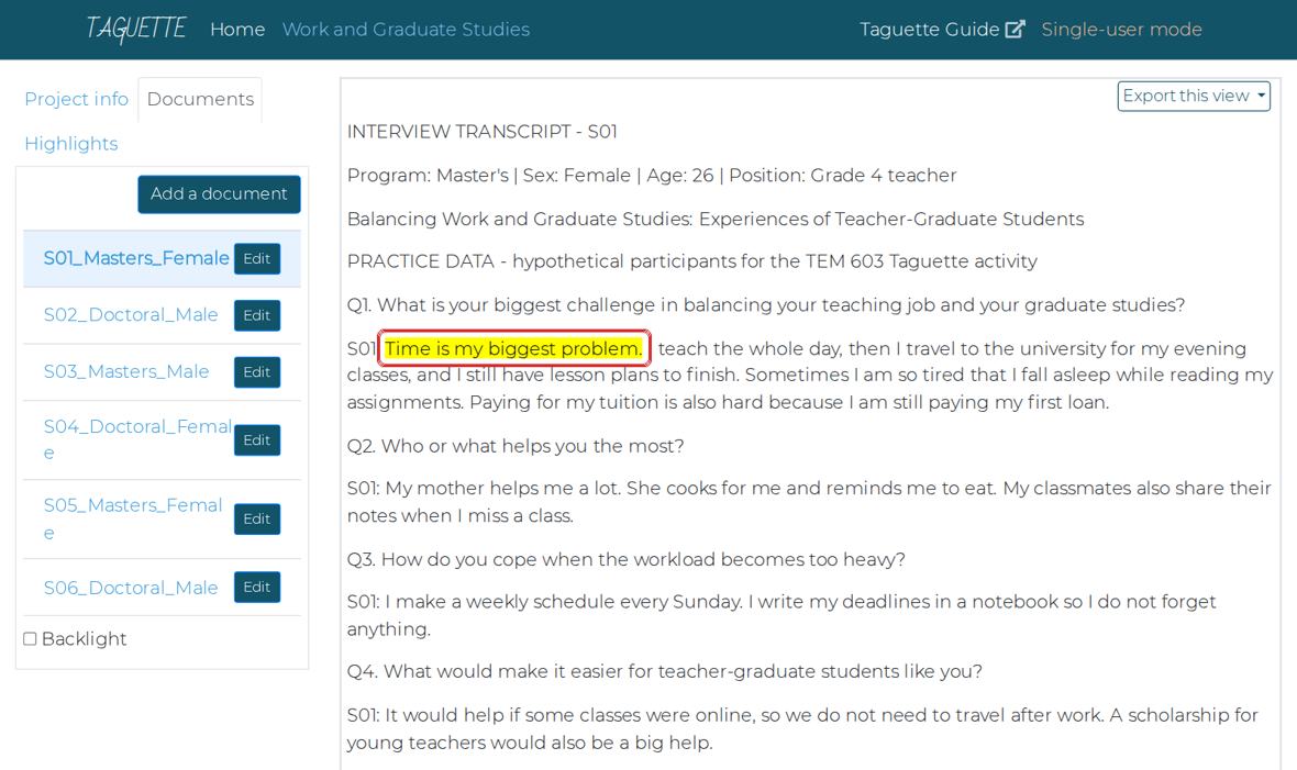The statement is now yellow. That yellow text is a highlight.